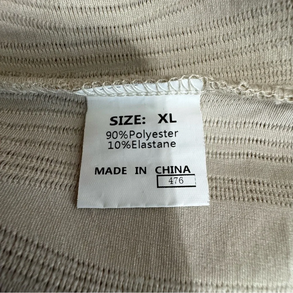 Women’s Beige Textured Short Sleeve Career Top - Picture 6 of 7